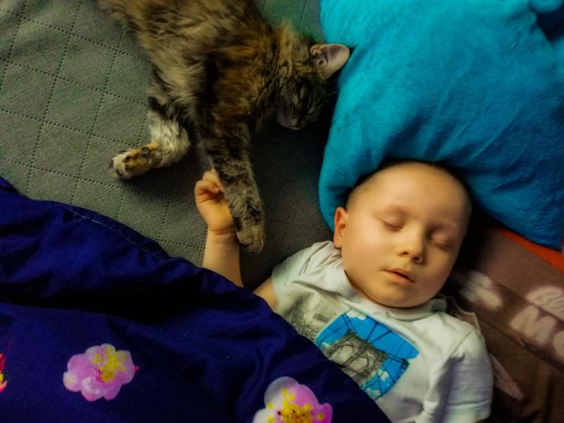 Adrian z kotką Heidi