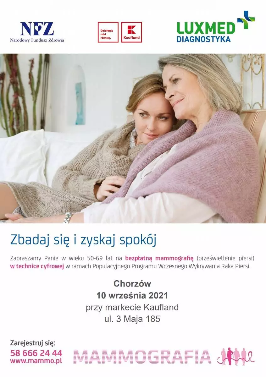 10 września bezpłatna mammografia dla kobiet w wieku od 50 do 69 lat