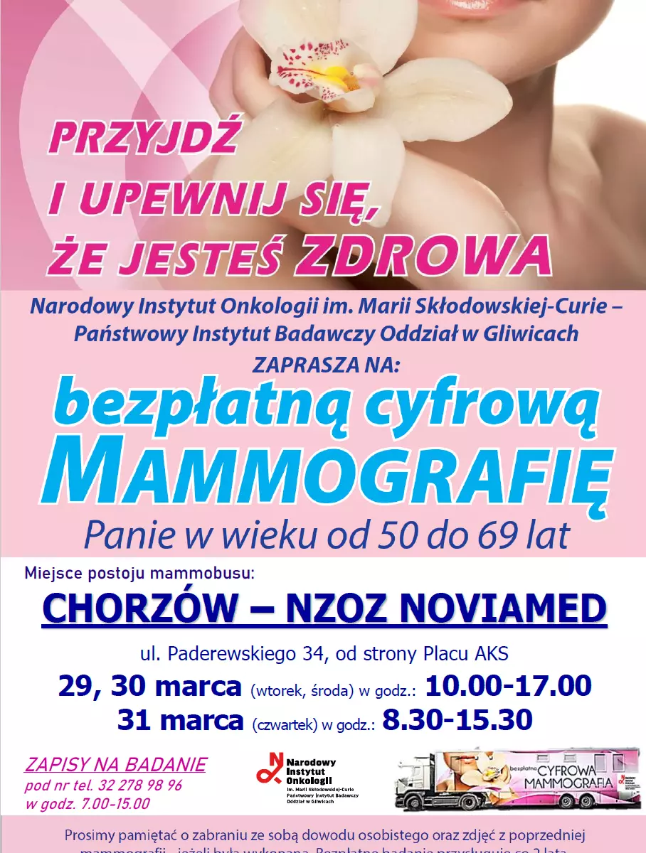 Bezp&#322;atna mammografia cyfrowa dla mieszkanek Chorzowa