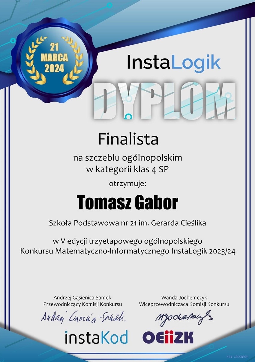 Młody chorzowianin finalistą ogólnopolskiego Konkursu Matematyczno-Informatycznego / fot. UM Chorzów FB